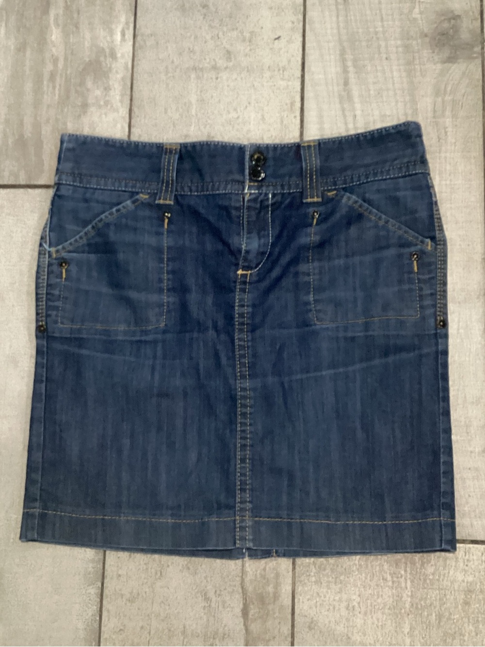United Colors Of Benetton Dark Blue Denim Mini Skirt Size 6